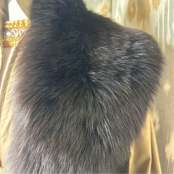 Ralph Lauren Espresso Brown Italian Shearling & Cashmere Blend Knit Scarf - Picture 4 of 16